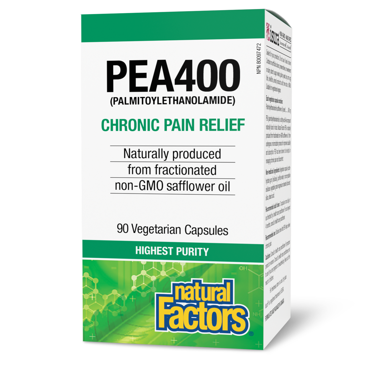Natural Factors PEA400 Palmitoylethanolamide 90 Vegetarian Capsules