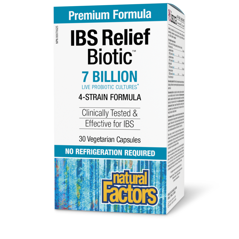 Natural Factors IBS Relief Biotic?   7 Billion Live Probiotic Cultures  30 Vegetarian Capsules