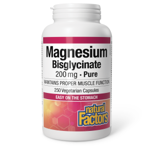 Natural Factors Magnesium Bisglycinate Pure  200 mg  250 Vegetarian Capsules