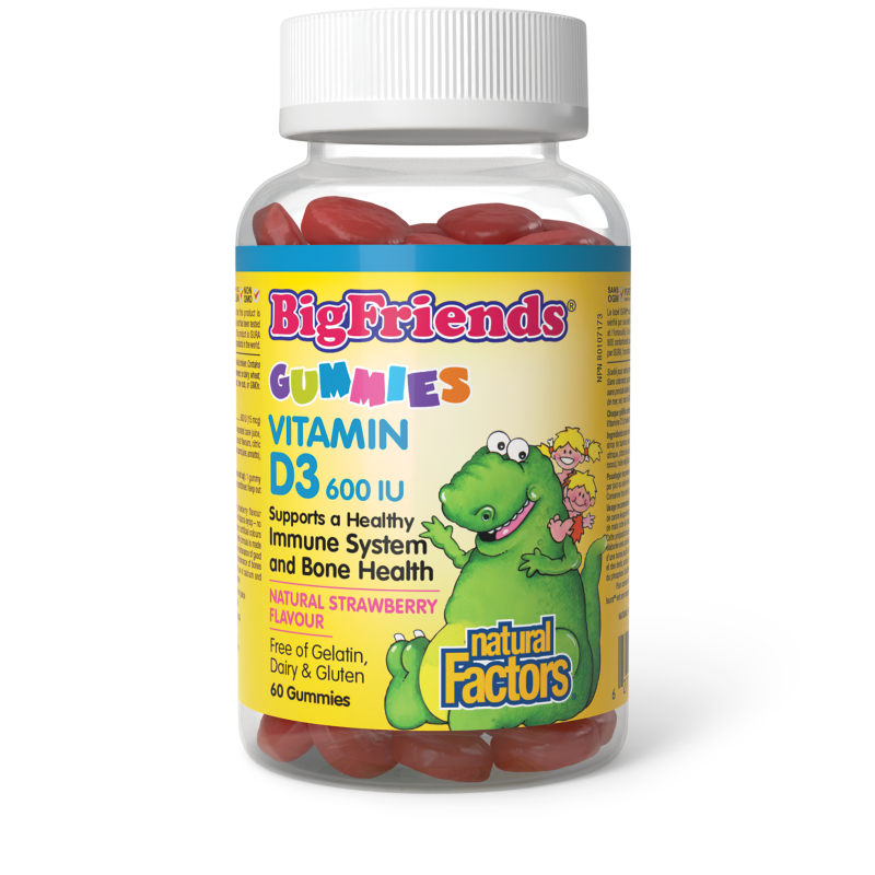 Natural Factors Vitamin D3  600 IU  60 Gummies Natural Strawberry Flavour