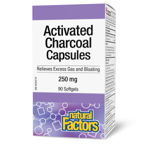 Natural Factors Activated Charcoal Capsules  250 mg  90 Softgels