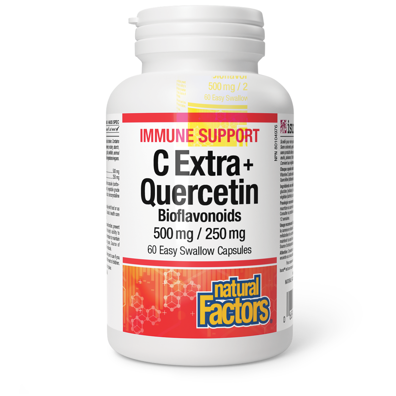 Natural Factors C Extra + Quercetin Bioflavonoids 500 mg / 250 mg 60 Easy Swallow Capsules