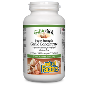 Natural Factors GarlicRich Super Strength Garlic Concentrate 500mg 180 Enteripure Softgels