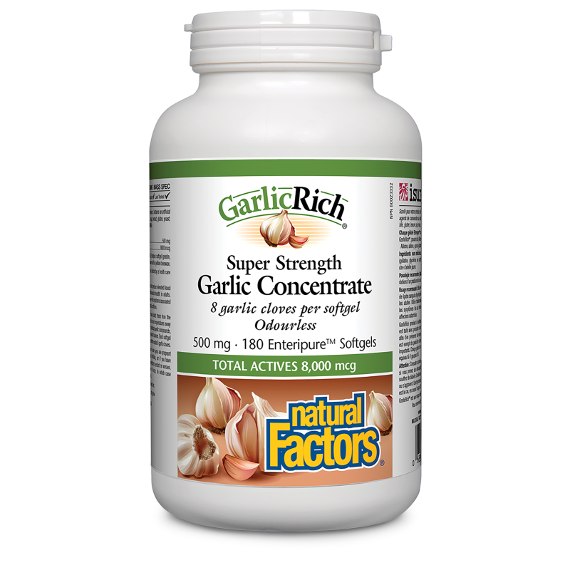 Natural Factors GarlicRich Super Strength Garlic Concentrate 500mg 180 Enteripure Softgels