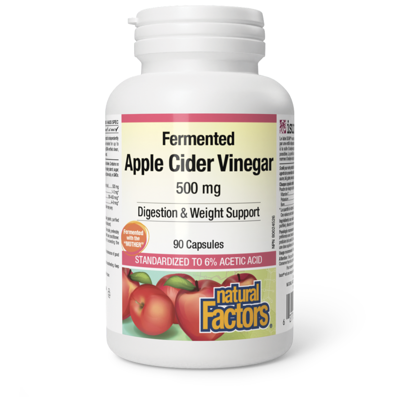 Natural Factors Fermented Apple Cider Vinegar  500 mg  90 Capsules