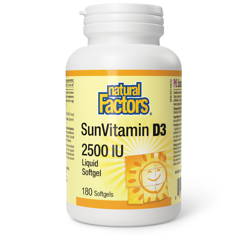 Natural Factors SunVitamin D3  2500 IU  180 Softgels