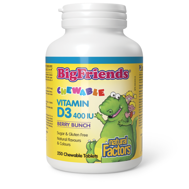 Natural Factors Chewable Vitamin D3  400 IU  250 Chewable Tablets Berry Bunch