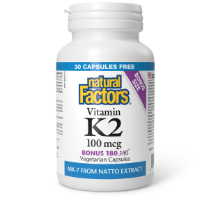 Natural Factors Vitamin K2  100 mcg  180 Vegetarian Capsules