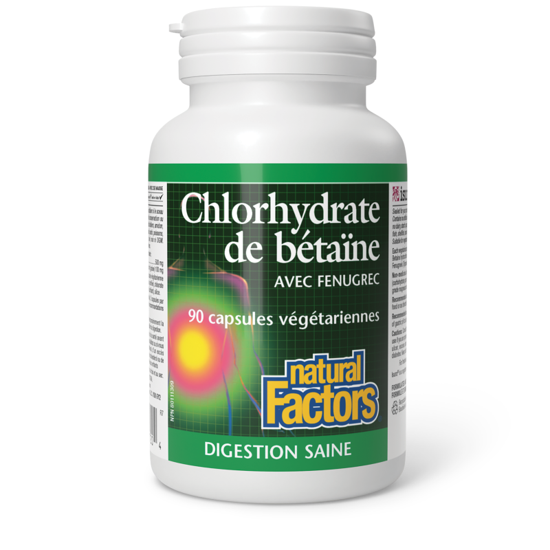 Natural Factors Betaine Hydrochloride  with Fenugreek   90 Vegetarian Capsules