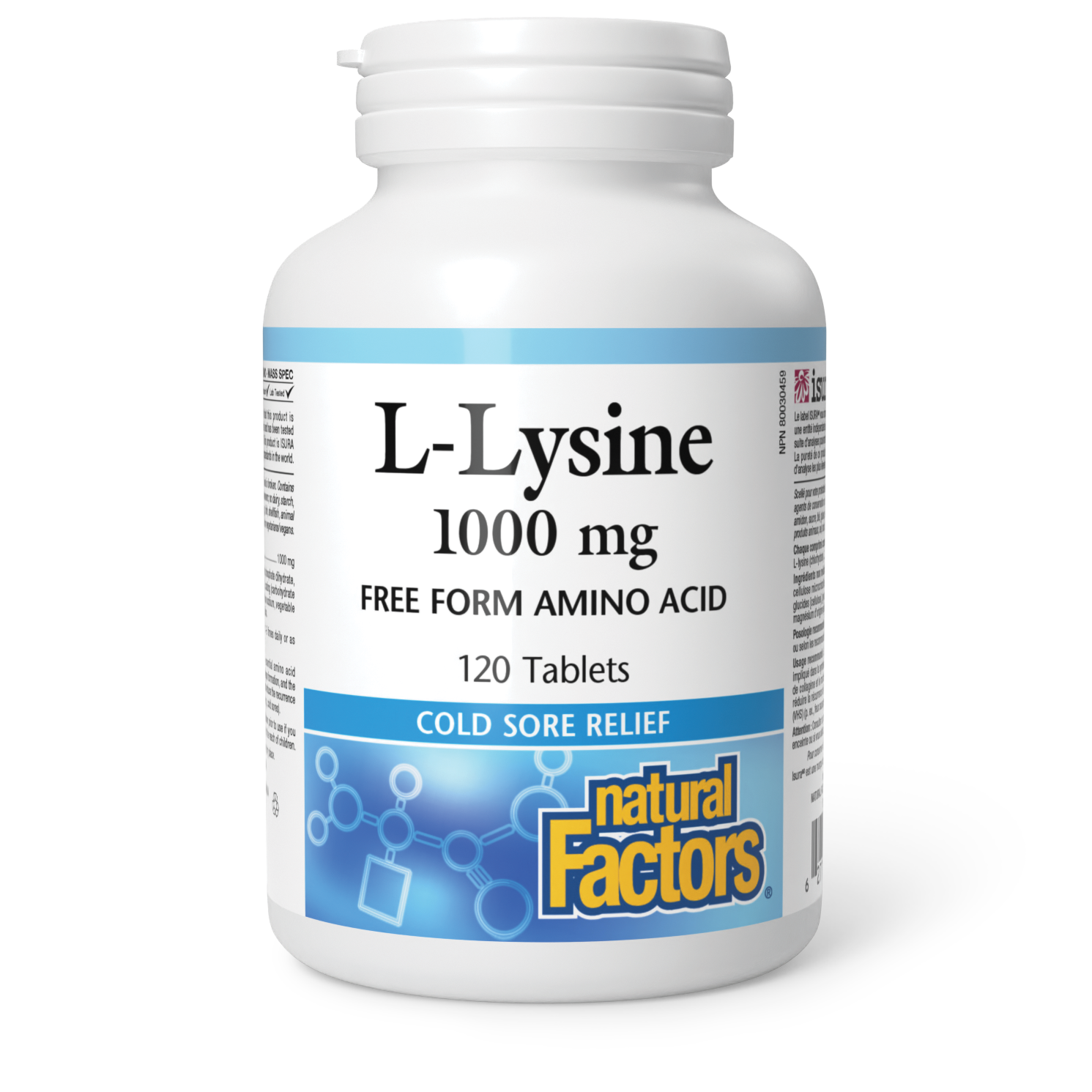 Natural Factors L-Lysine Free Form Amino Acid 1000 mg 120 Tablets