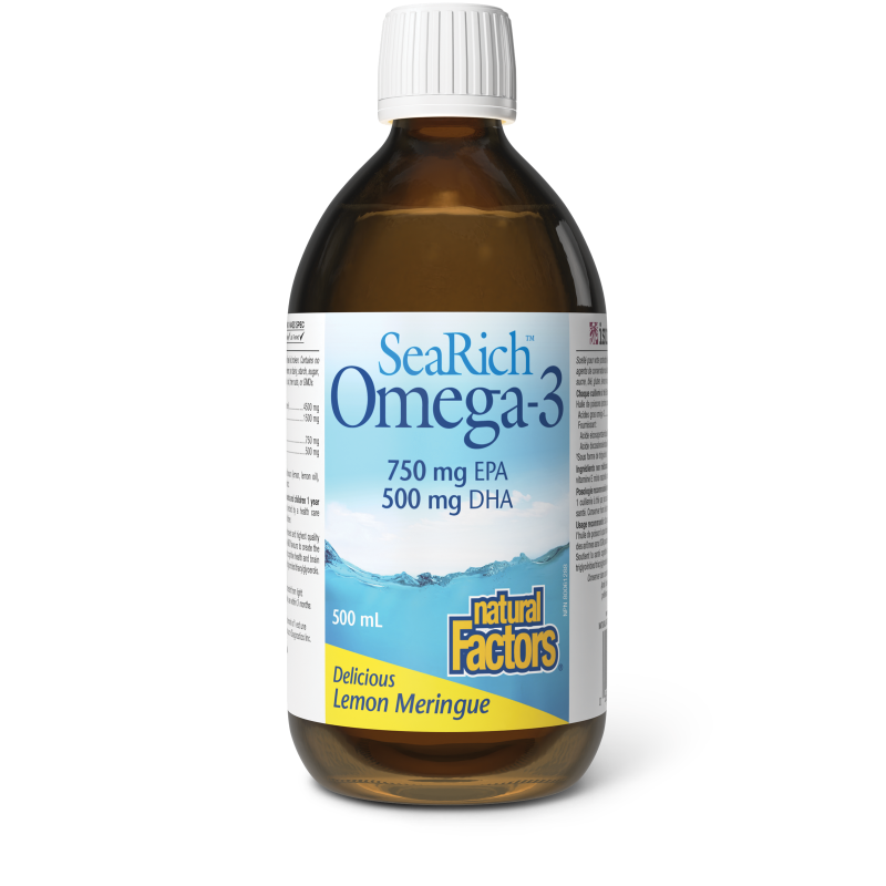 Natural Factors Omega-3  750 mg EPA / 500 mg DHA  500 mL Liquid Lemon Meringue