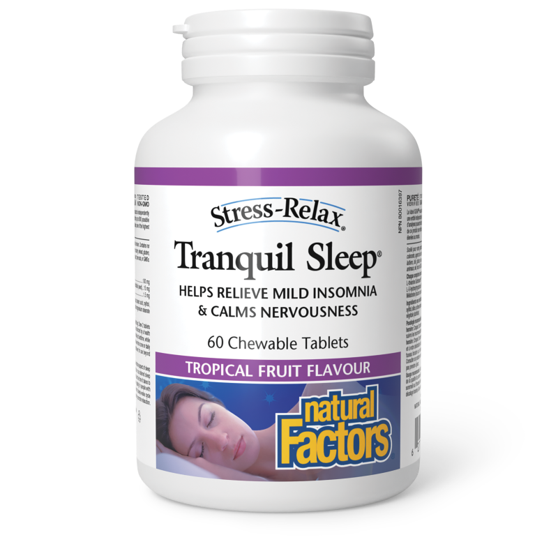 Natural Factors Tranquil Sleep?   60 Chewable Tablets Tropical Fruit Flavour