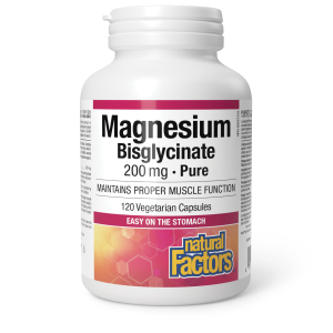 Natural Factors Magnesium Bisglycinate Pure  200 mg  120 Vegetarian Capsules