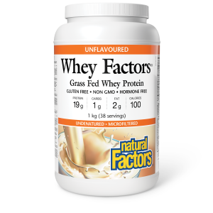Natural Factors Whey Factors 100% Natural Whey Protein 1kg Powder Unflavoured