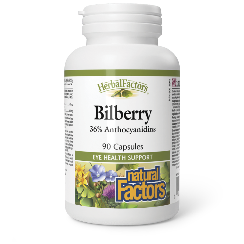 Natural Factors Bilberry  36% Anthocyanidins  90 Capsules