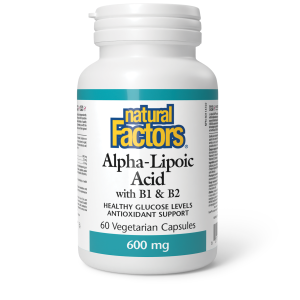 Natural Factors Alpha-Lipoic Acid with B1 & B2  600 mg  60 Vegetarian Capsules