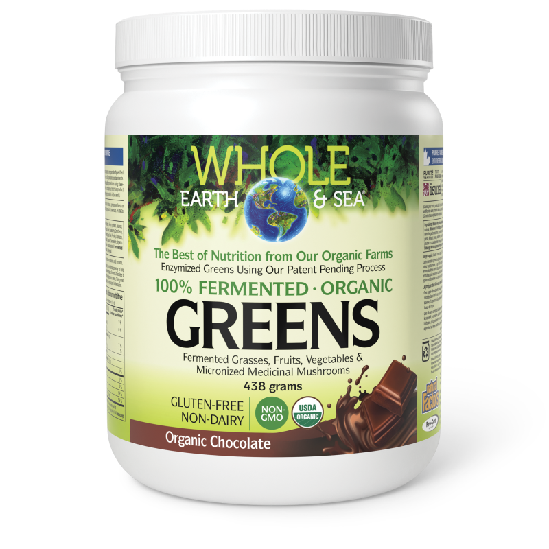 Whole Earth & Sea Fermented Organic Greens  438g Powder Organic Chocolate