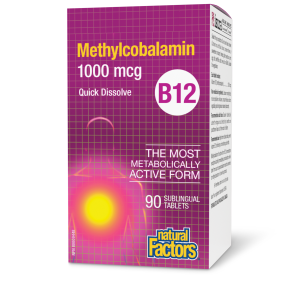 Natural Factors Vitamin B12 Methylcobalamin  1000 mcg  90 Sublingual Tablets
