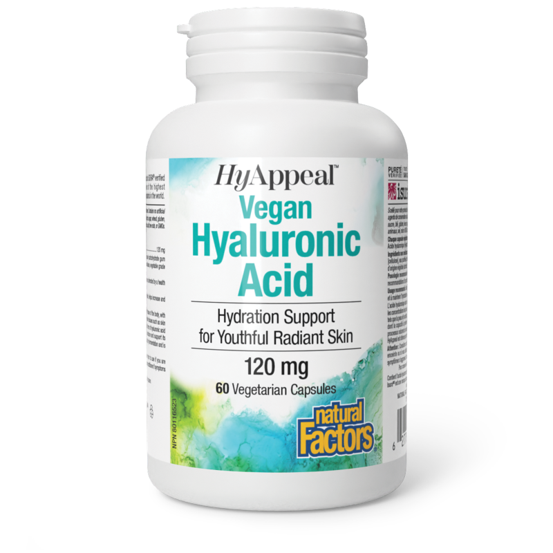 Natural Factors HyAppeal Vegan Hyaluronic Acid  120 mg  60 Vegetarian Capsules