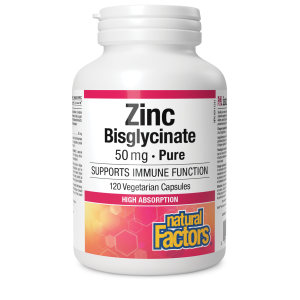 Natural Factors Zinc Bisglycinate Pure  50 mg  120 Vegetarian Capsules