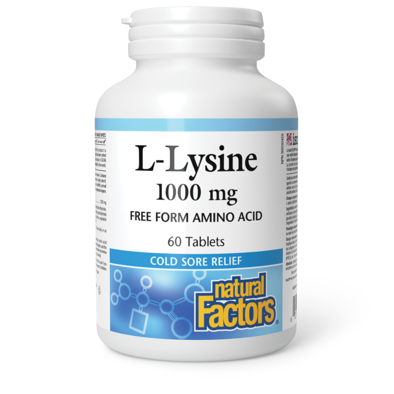 Natural Factors L-Lysine Free Form Amino Acid  1000 mg  60 Tablets