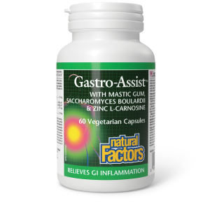 Natural Factors Gastro-Assist with mastic gum, Saccharomyces boulardii & zinc L-carnosine  60 Vegetarian Capsules