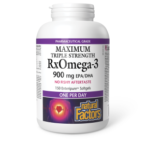 Natural Factors RxOmega-3 Maximum Triple Strength 900mg 150 Enteripure Softgels