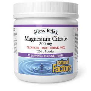 Natural Factors Magnesium Citrate  300 mg  250 g Powder Tropical Fruit Flavour