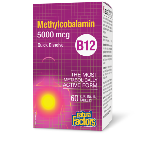 Natural Factors B12 Methylcobalamin  5000 mcg  60 Sublingual Tablets