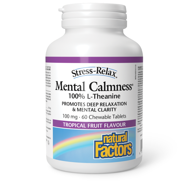 Natural Factors Mental Calmness  100 mg  60 Chewable Tablets Tropical fruit flavour