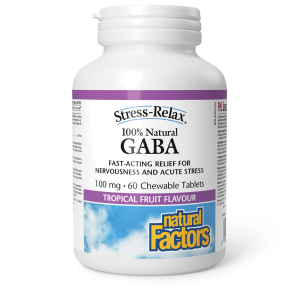 Natural Factors 100% Natural GABA   100 mg  60 Chewable Tablets Tropical Fruit Flavour