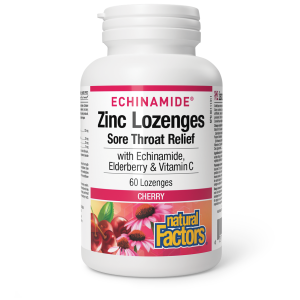 Natural Factors Zinc Lozenges    with  Echinamide, Elderberry & Vitamin C     60 Lozenges Cherry