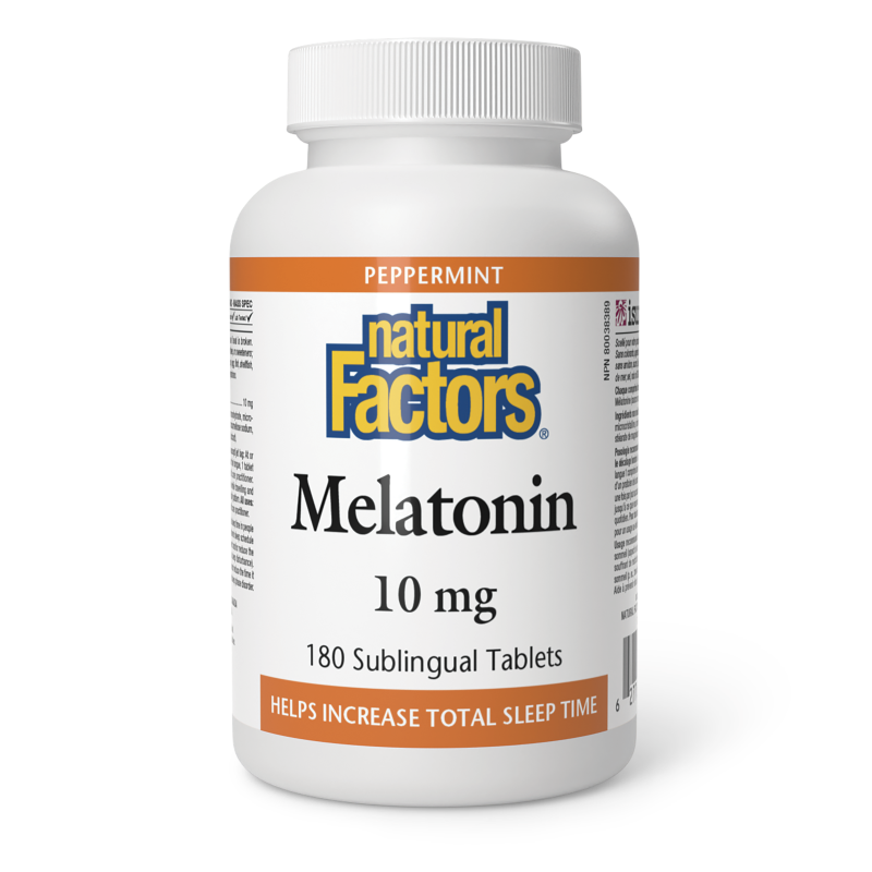 Natural Factors Melatonin  10 mg  180 Sublingual Tablets Peppermint