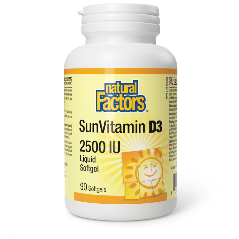 Natural Factors SunVitamin D3  2500 IU  90 Softgels