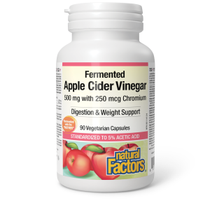 Natural Factors Fermented Apple Cider Vinegar with Chromium   500 mg/250 mcg  90 Vegetarian Capsules