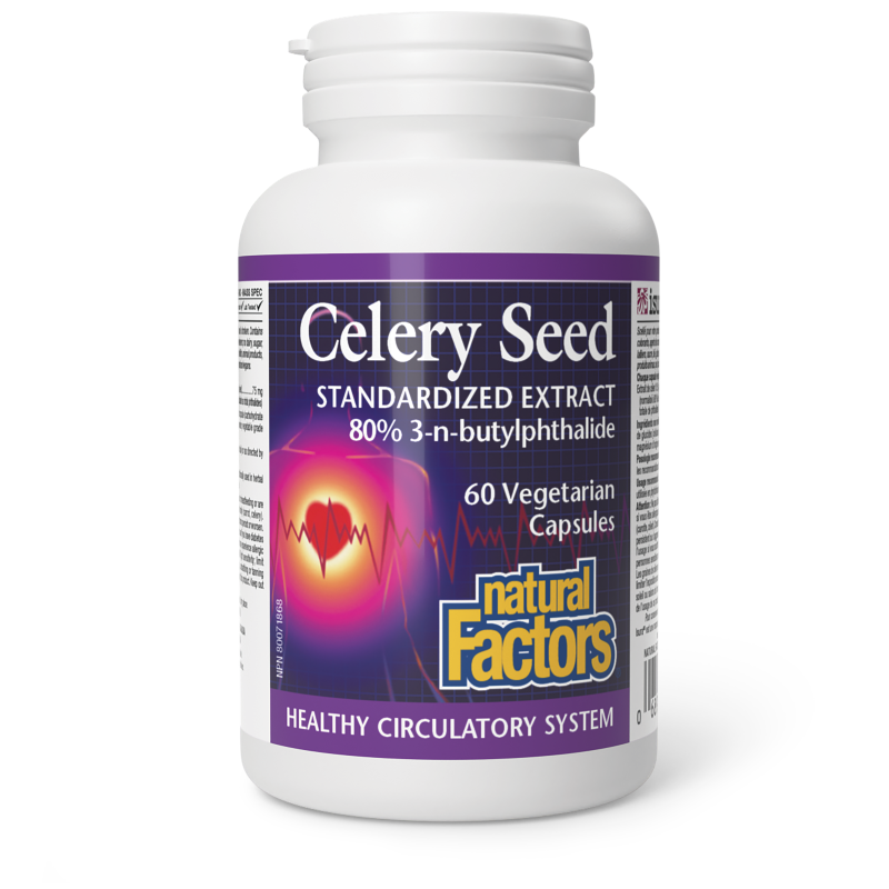 Natural Factors Celery Seed  Standardized Extract   80% 3nB  60 Vegetarian Capsules