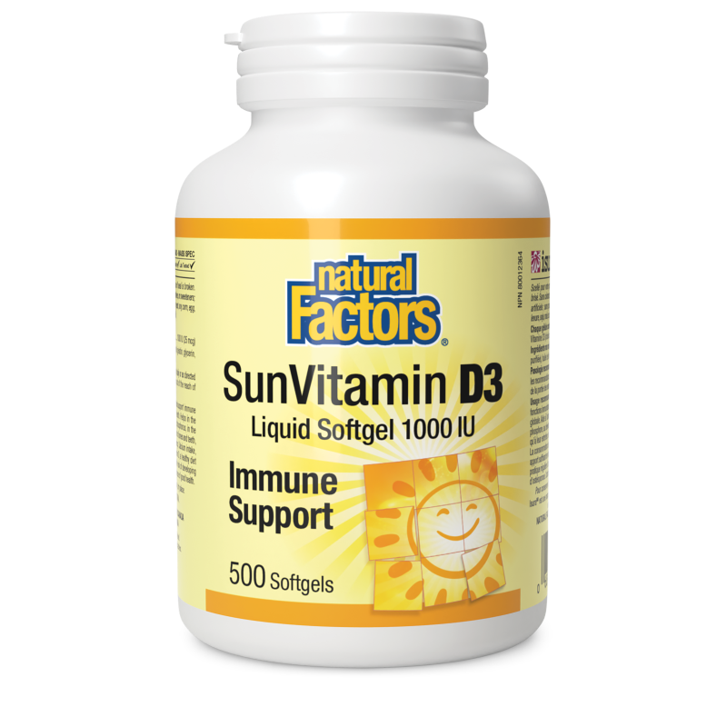 Natural Factors SunVitamin D3  1000 IU  500 Softgels