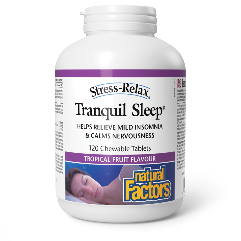 Natural Factors Tranquil Sleep?   120 Chewable Tablets Tropical Fruit Flavour