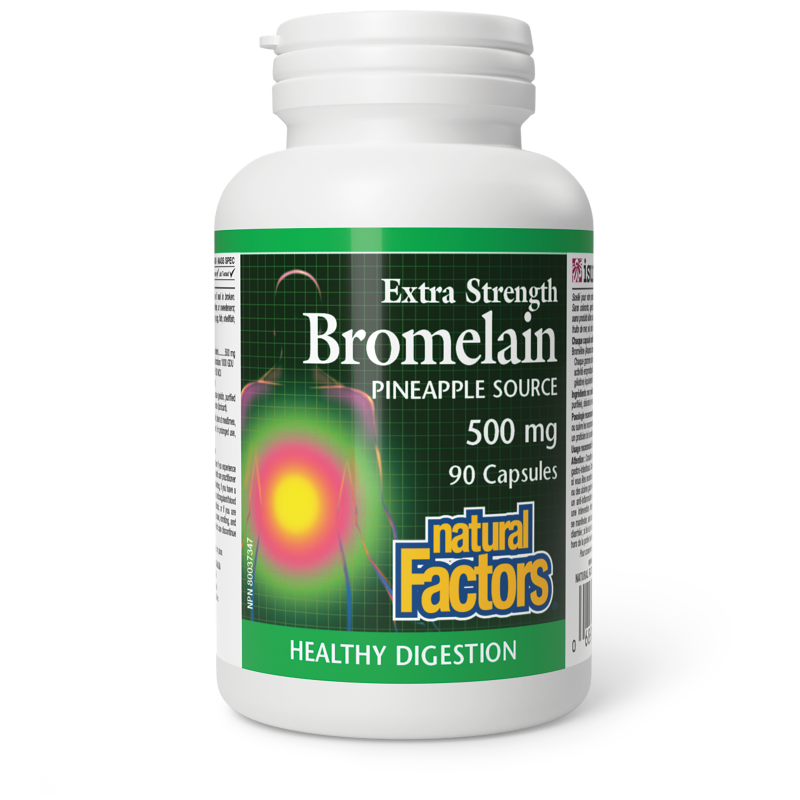 Natural Factors Bromelain Extra Strength  Pineapple Source   500 mg  90 Capsules