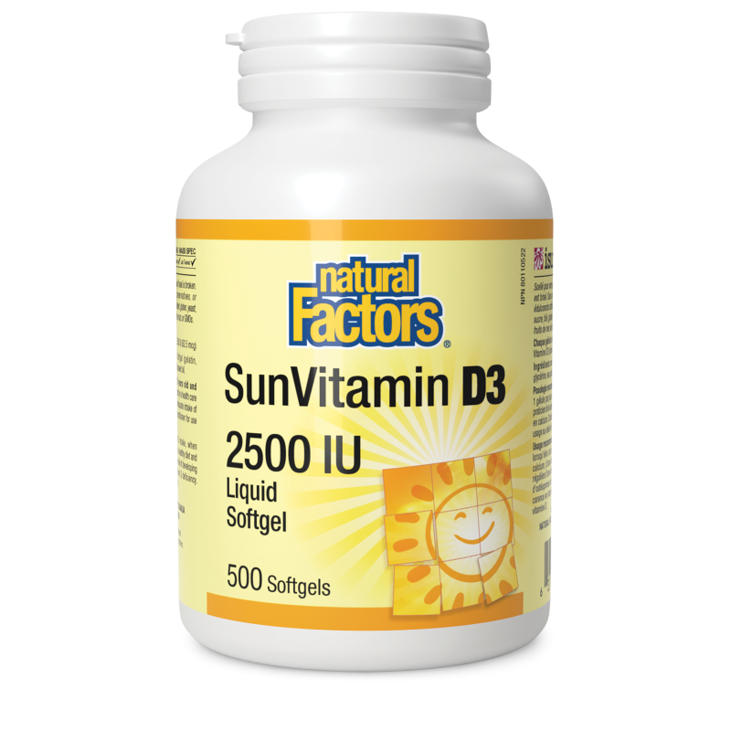 Natural Factors SunVitamin D3  2500 IU  500 Softgels