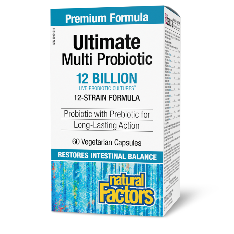 Natural Factors Ultimate Multi Probiotic   12 Billion Live Probiotic Cultures  60 Vegetarian Capsules