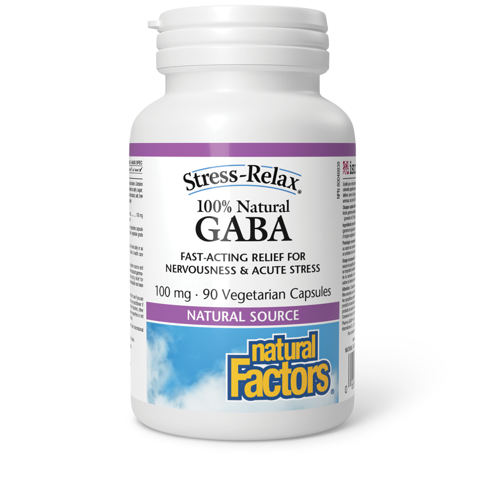 Natural Factors 100% Natural GABA 100 mg 90 Vegetarian Capsules