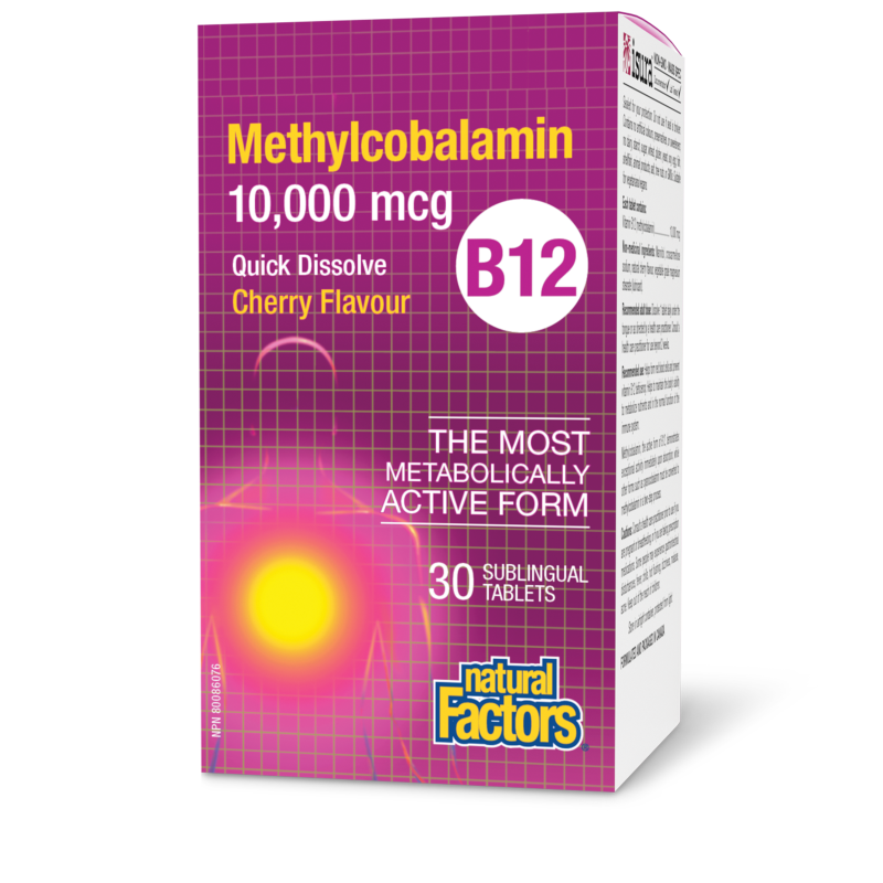 Natural Factors B12 Methylcobalamin   10,000 mcg  30 Sublingual Tablets Cherry