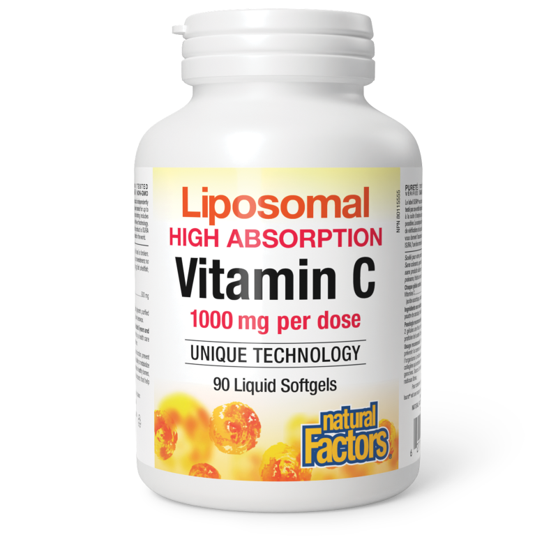 Natural Factors Liposomal Vitamin C High Absorption  1000 mg per dose  90 Liquid Softgels