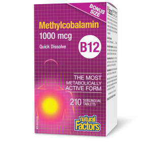 Natural Factors Vitamin B12 Methylcobalamin  1000 mcg  210 Sublingual Tablets