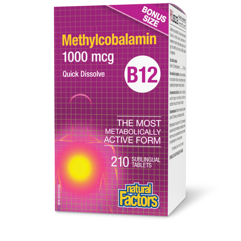 Natural Factors Vitamin B12 Methylcobalamin  1000 mcg  210 Sublingual Tablets
