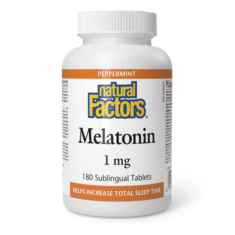 Natural Factors Melatonin  1 mg  180 Sublingual Tablets Peppermint