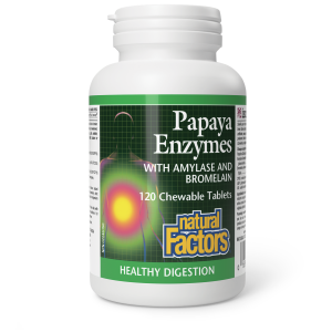 Natural Factors Papaya Enzymes with Amylase and Bromelain   120 Chewable Tablets