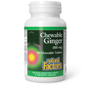 Natural Factors Chewable Ginger  500 mg  90 Chewable Tablets