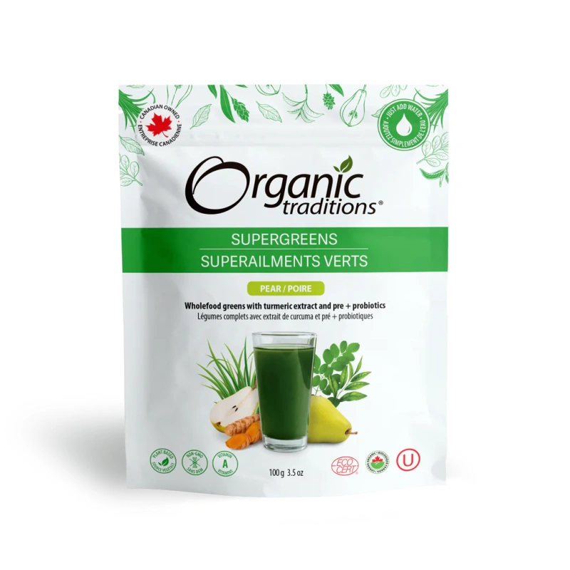 Organic Traditions Supergreens Pear 100g